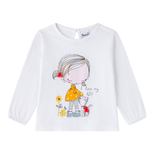 Longsleeve mit süßem Print Mädchen mit Katze