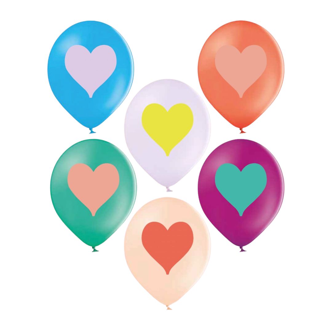 Ballonset 'Herzen' bunt aus 100% Naturkautschuk