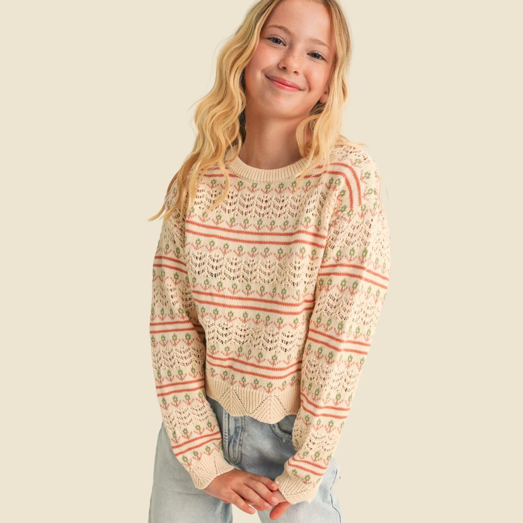 Pullover Pointelle-Strickpullover