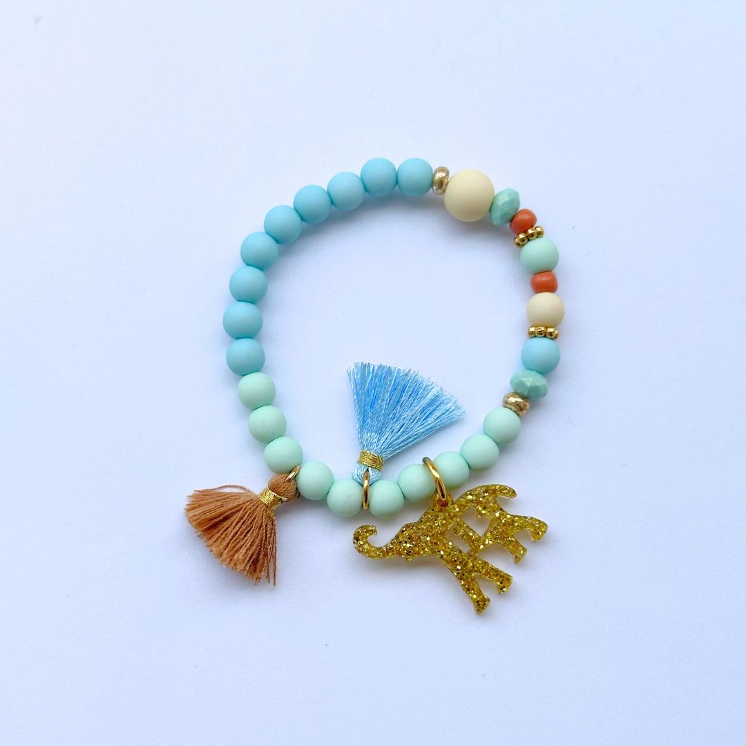 Schönes Armband für Mädchen blau mit Anhänger Elefant