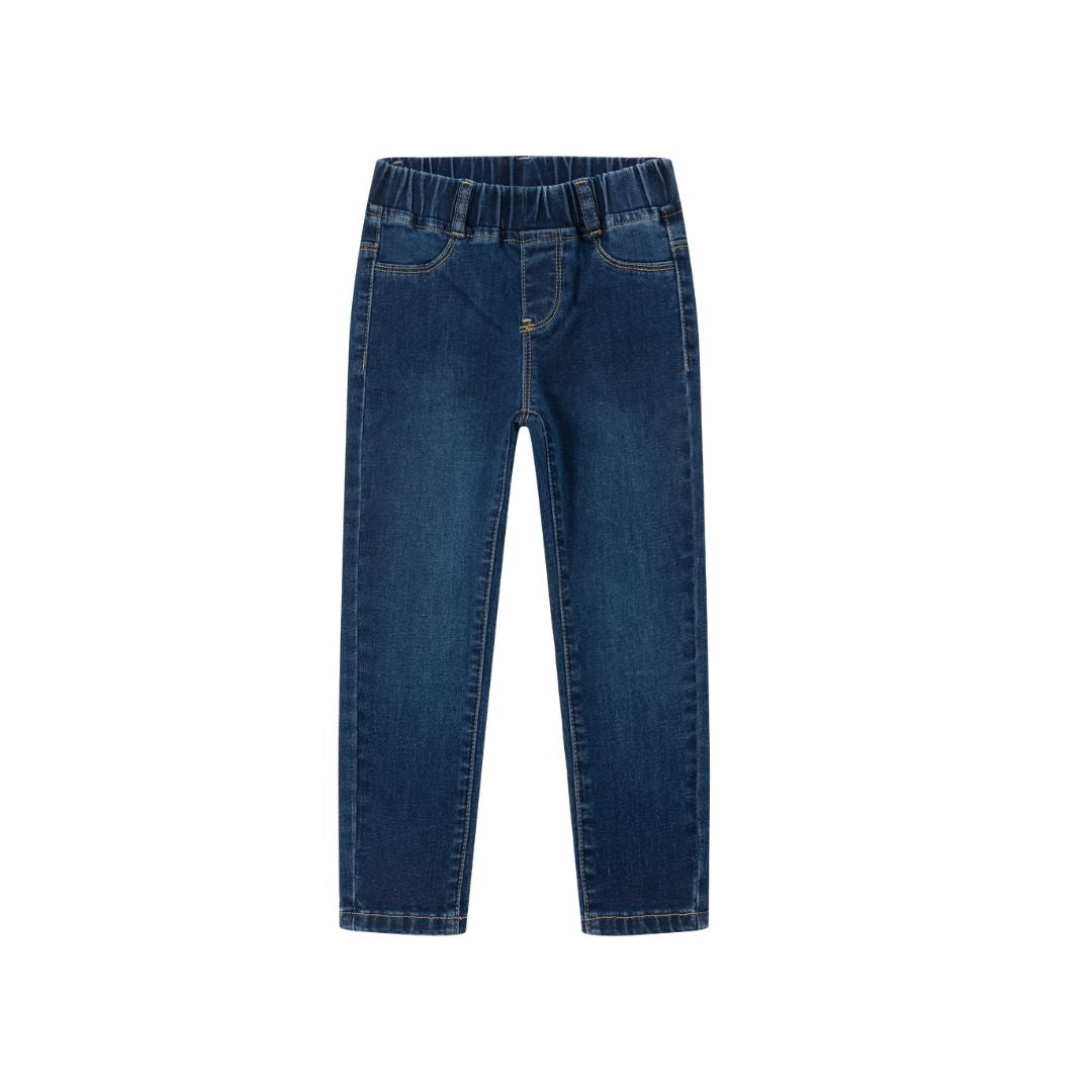 Lange Five-Pocket-Jeans blau mit Gummiband