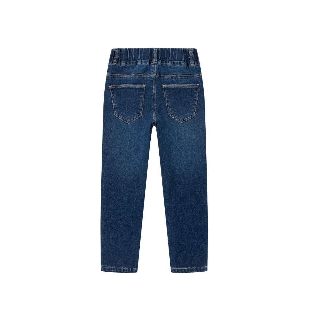 Lange Five-Pocket-Jeans blau mit Gummiband