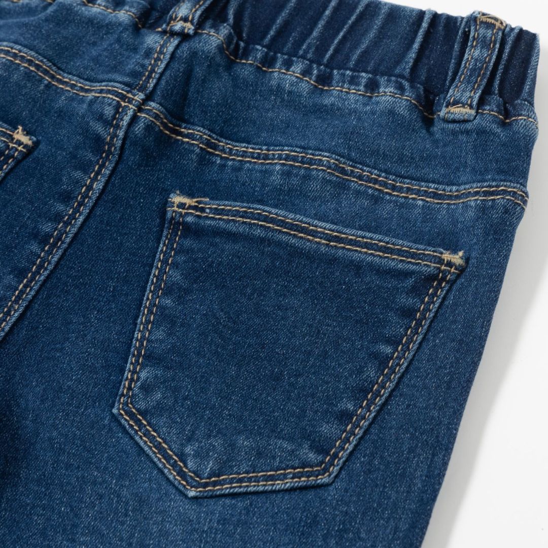 Lange Five-Pocket-Jeans blau mit Gummiband