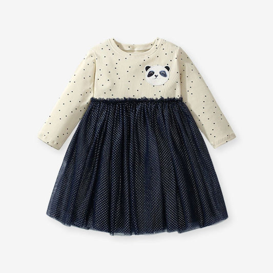 Patchwork Kleid mit Polka Dots und Tüll 'Panda'