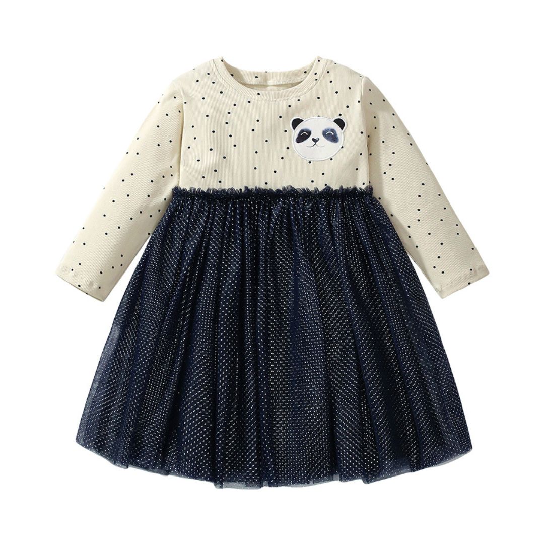 Patchwork Kleid mit Polka Dots und Tüll 'Panda'