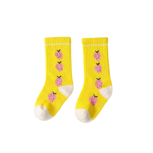 Mädchen Socken Erdbeere gelb