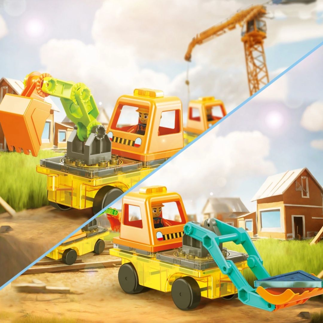 Magnetbausteine 'Bagger & Bulldozer' | 16-teilig