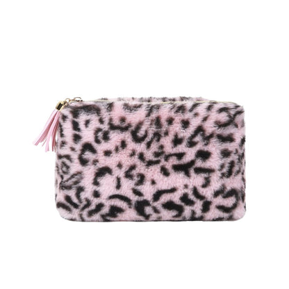 Makeup Tasche 'Retro Leopard Plüsch'