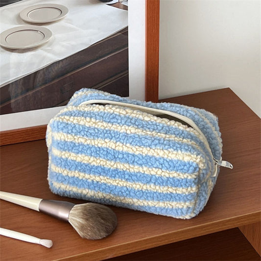 Makeup Tasche 'Classic Strip' blau/weiß