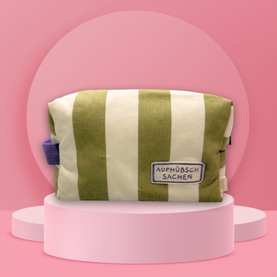 Damen Makeup-Tasche gestreift 'Aufhübschsachen'