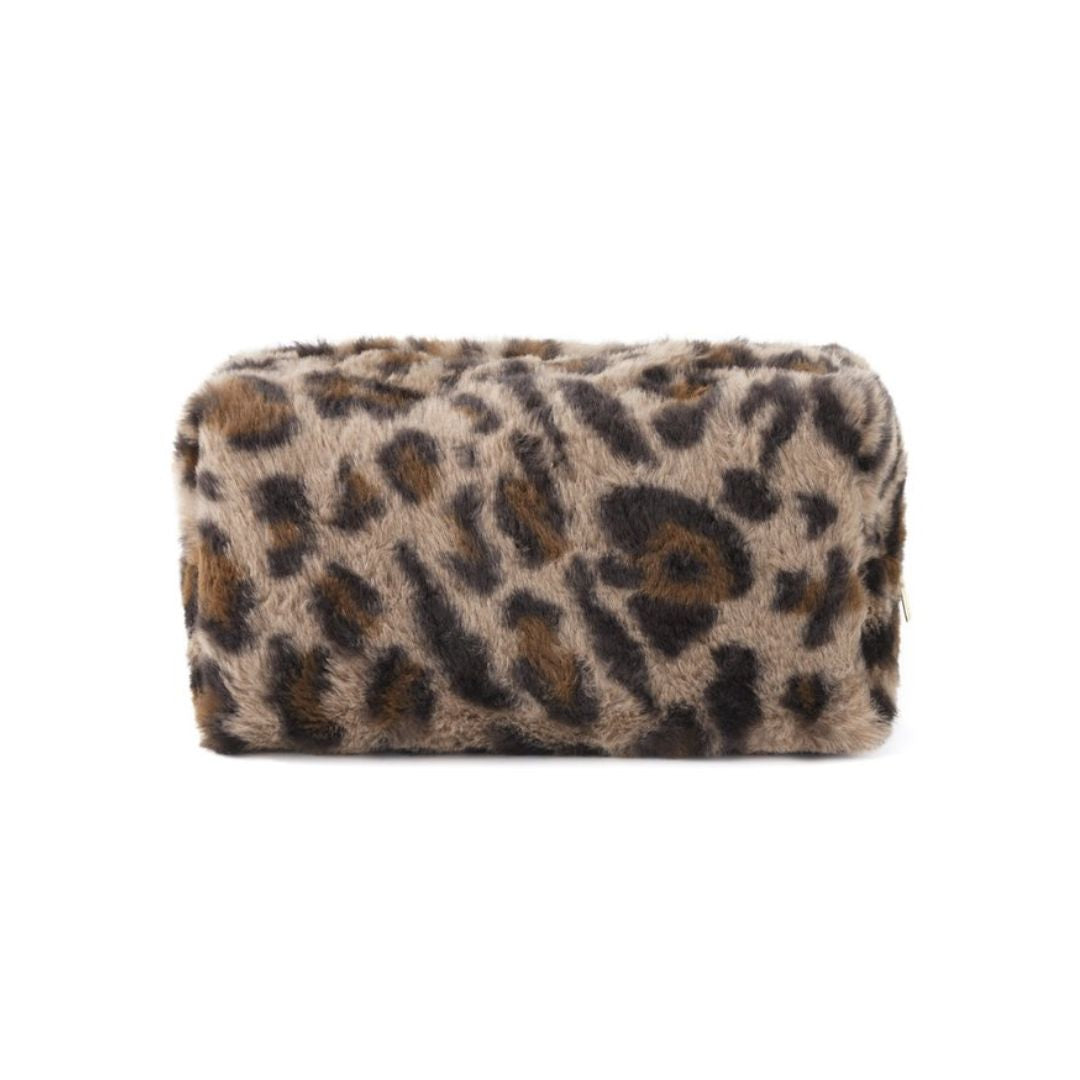 Makeup Tasche 'Fake Fur Soft Leopard' khaki