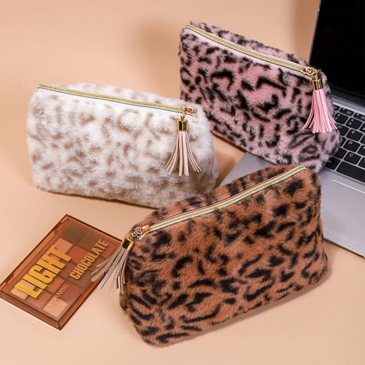 Makeup Tasche 'Retro Leopard Plüsch'