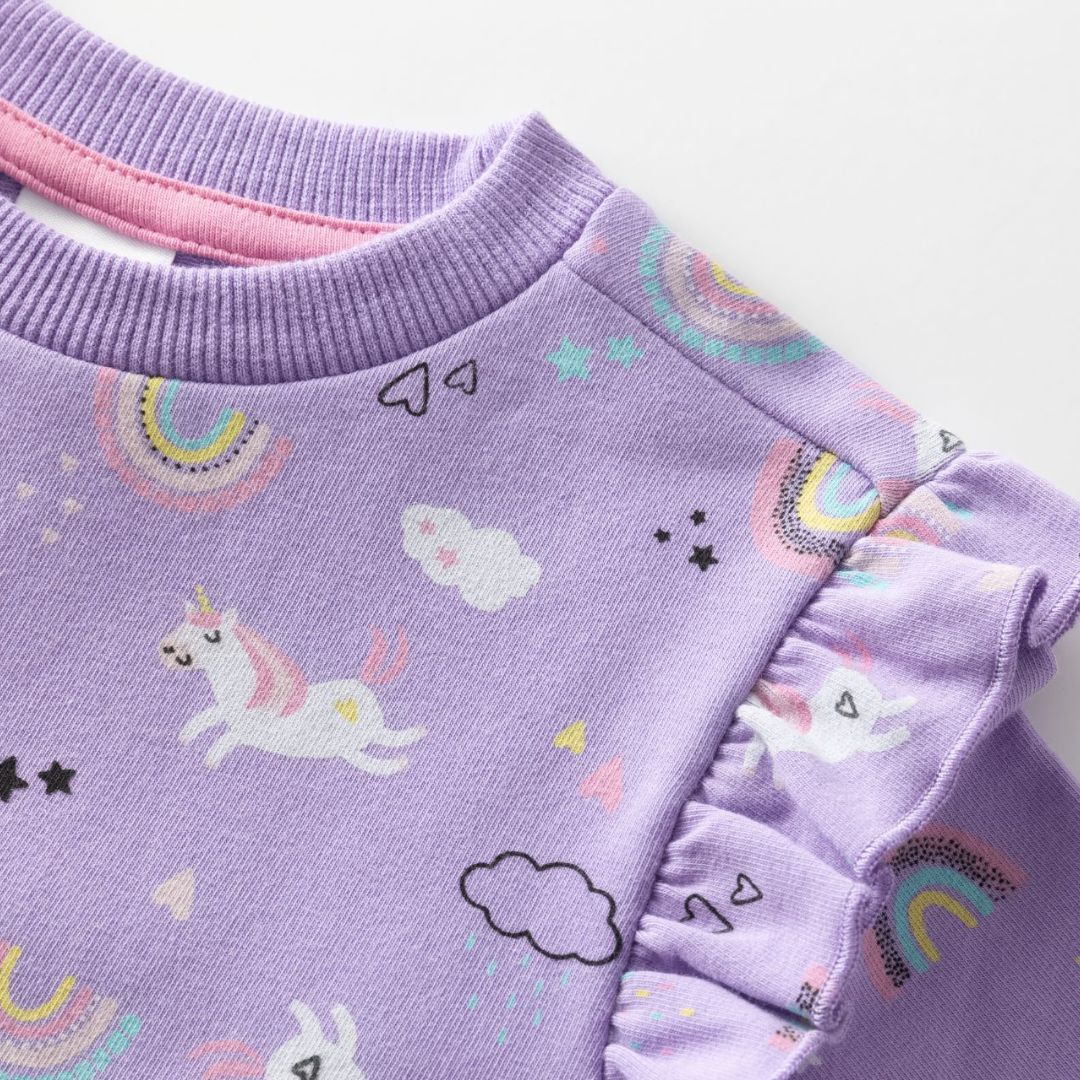 Sweatshirtkleid mit Allovermuster flieder