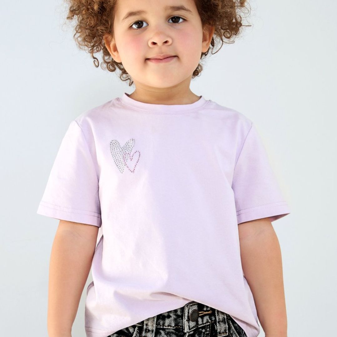 T-Shirt Kids purple mit Herzapplikation