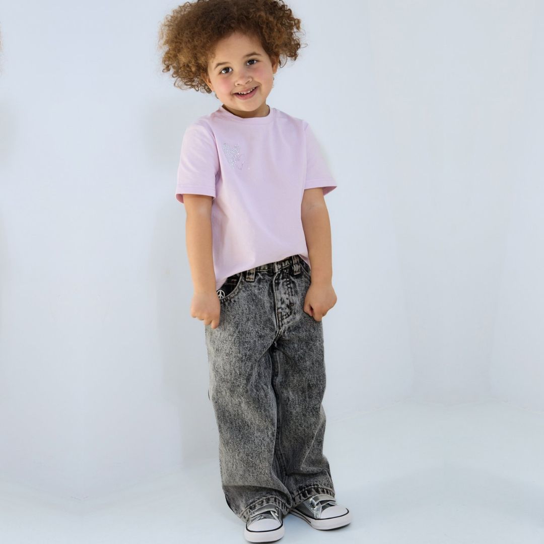 T-Shirt Kids purple mit Herzapplikation