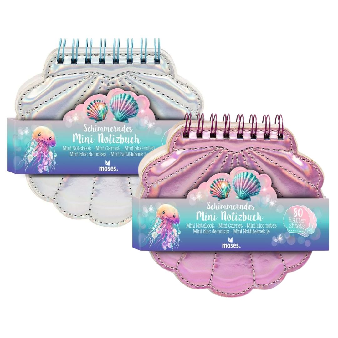 Schimmerndes Mini-Notizbuch silber und metallic rosa