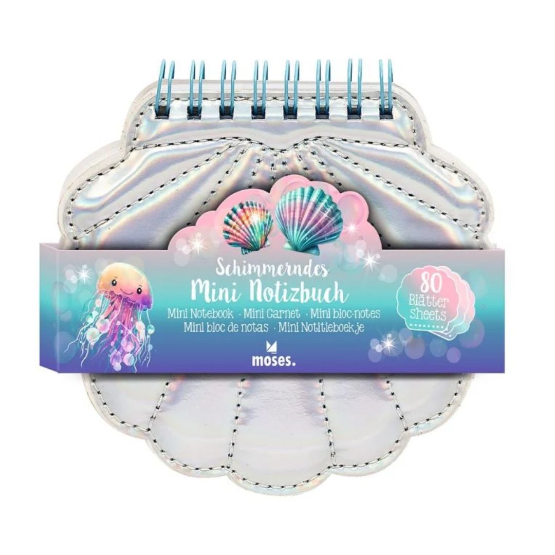 Schimmerndes Mini-Notizbuch silber und metallic rosa