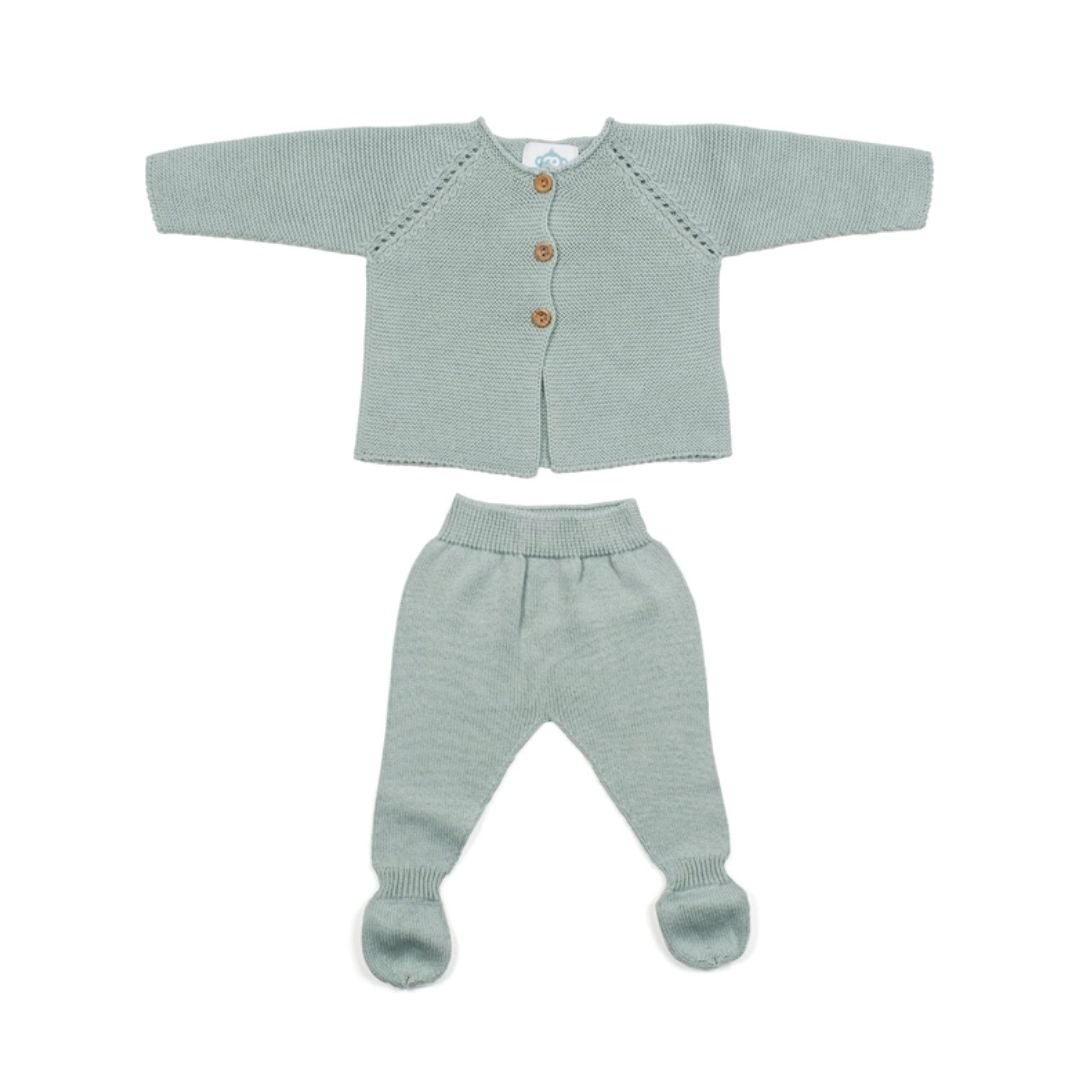 Neugeborenen und Baby Strickset mint Bio Baumwolle