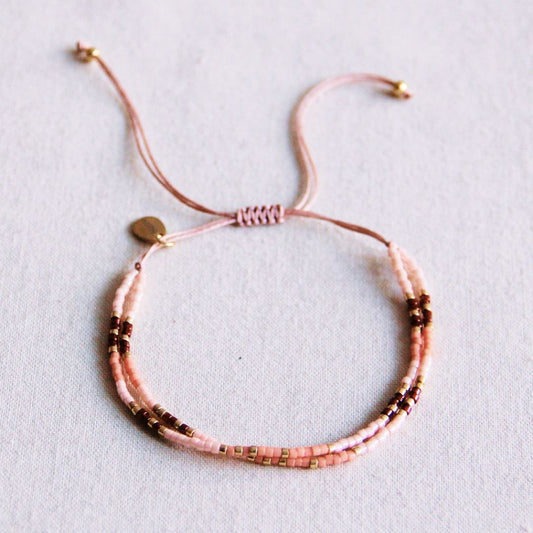 Doppeltes Miyuki-Armband pink/nude/bordeaux