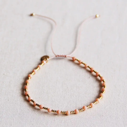 Miyuki-Armband mit kleinen Edelsteinen gold/pfirsich