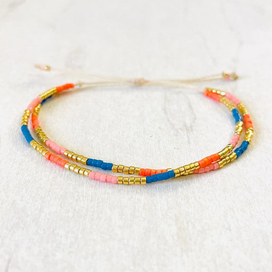 Damen Armband 'Miyuki Perlen' blau/orange