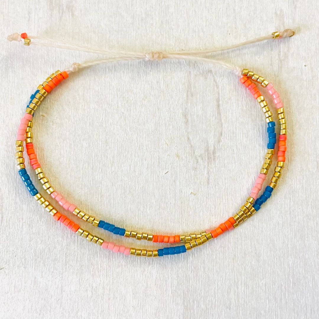 Damen Armband 'Miyuki Perlen' blau/orange