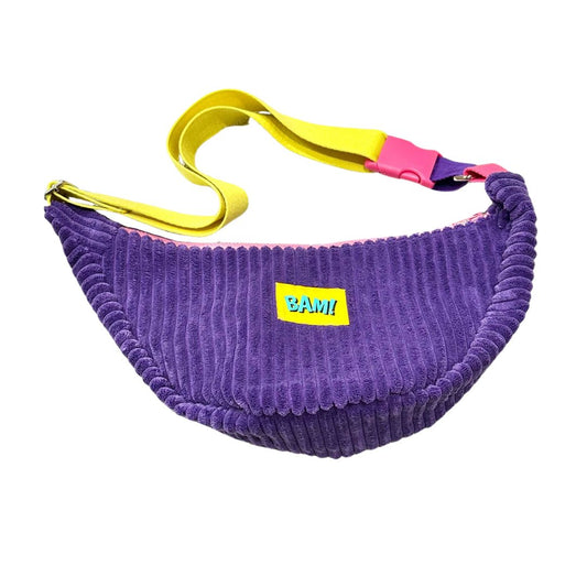Damen Tasche Moonbag aus Cord 'Bam' lila/gelb