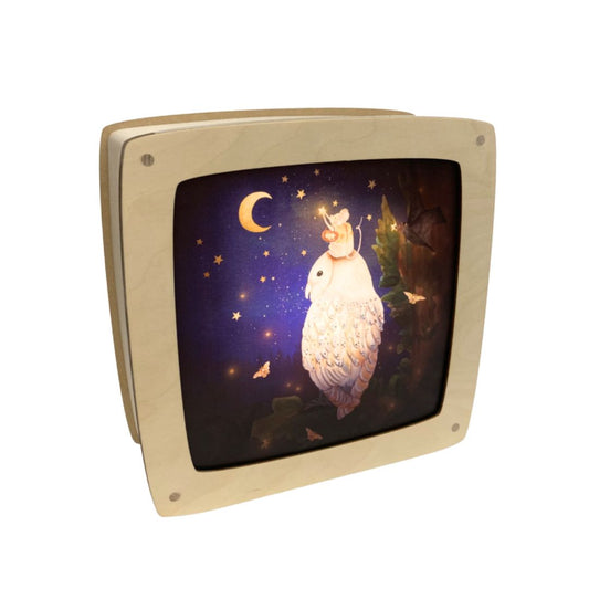Motiv für Saison Lampe Premium 'Hängende Sterne mit Eule und Maus'