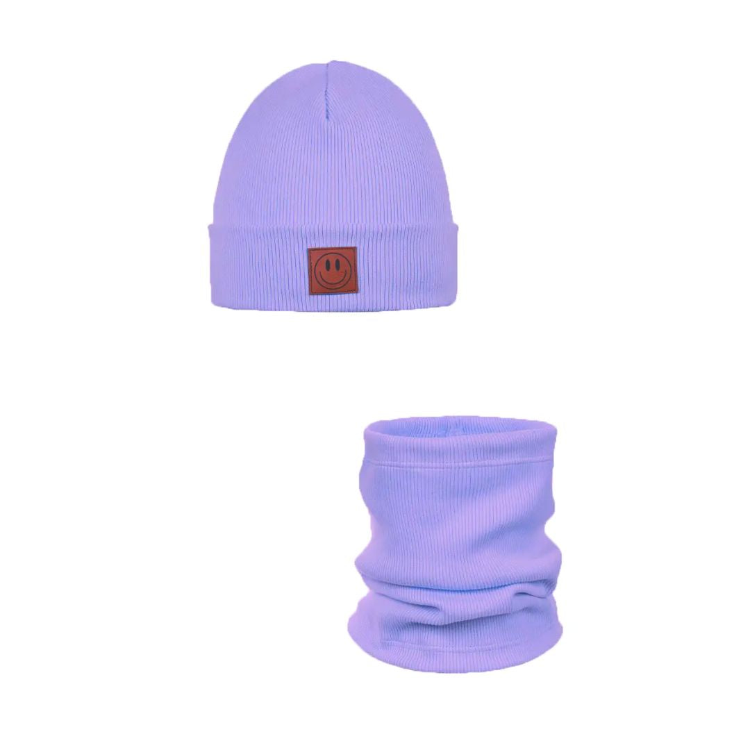 Set Mütze und Loop für Kinder lila