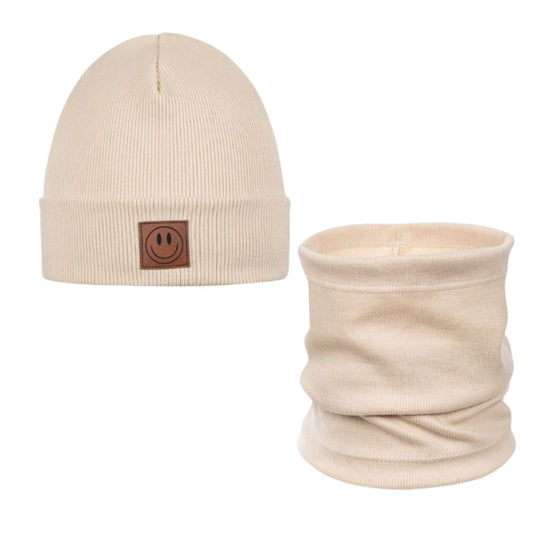 Set Mütze und Loop für Kinder beige