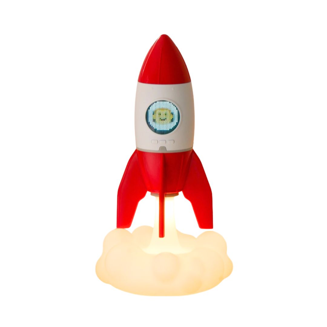 Rakete 3-in-1 Nachttischlampe Digitaluhr & Deckenprojektor