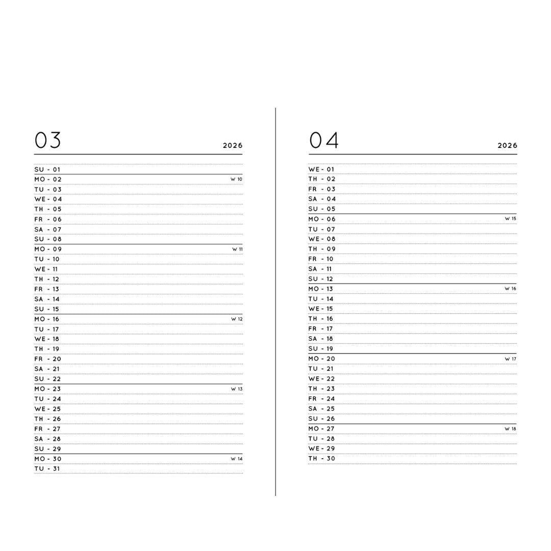 NAVUCKO | Pocket Kalender DIN A6 'Planner 2026' stone