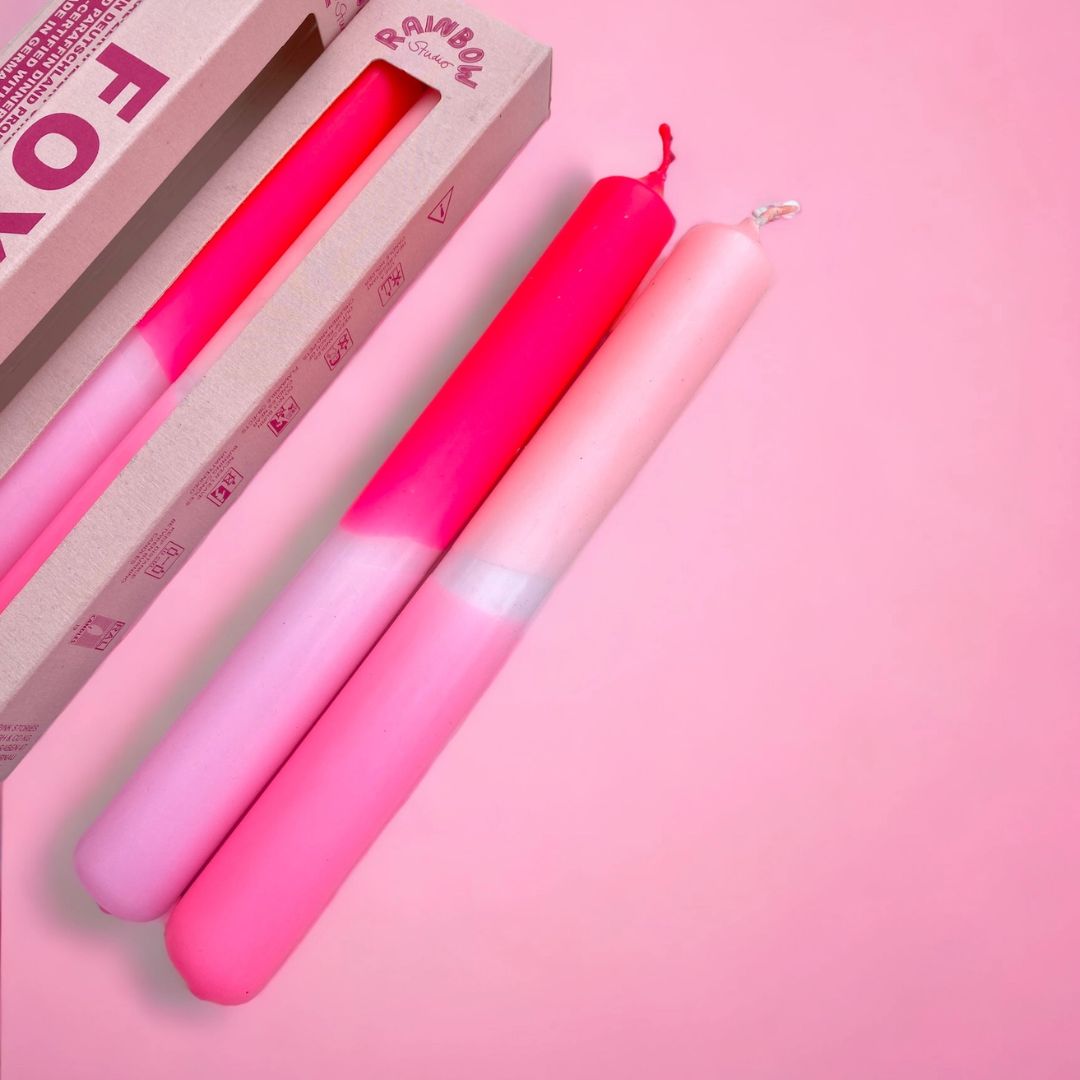 Rainbow Studio | Neonkerzen im 2er-Set 'Foxy' rosa/pink