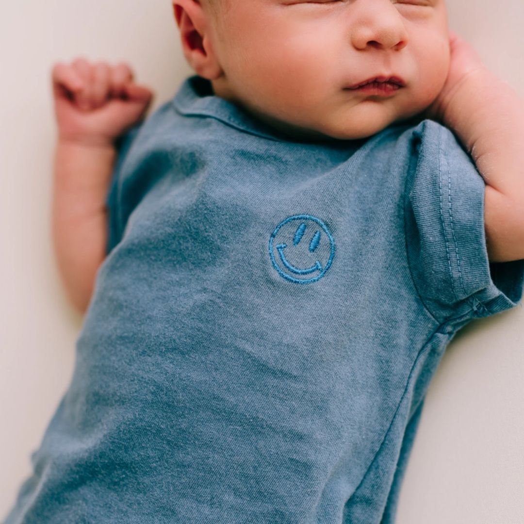 Baby T-Shirt mit Smiley blau