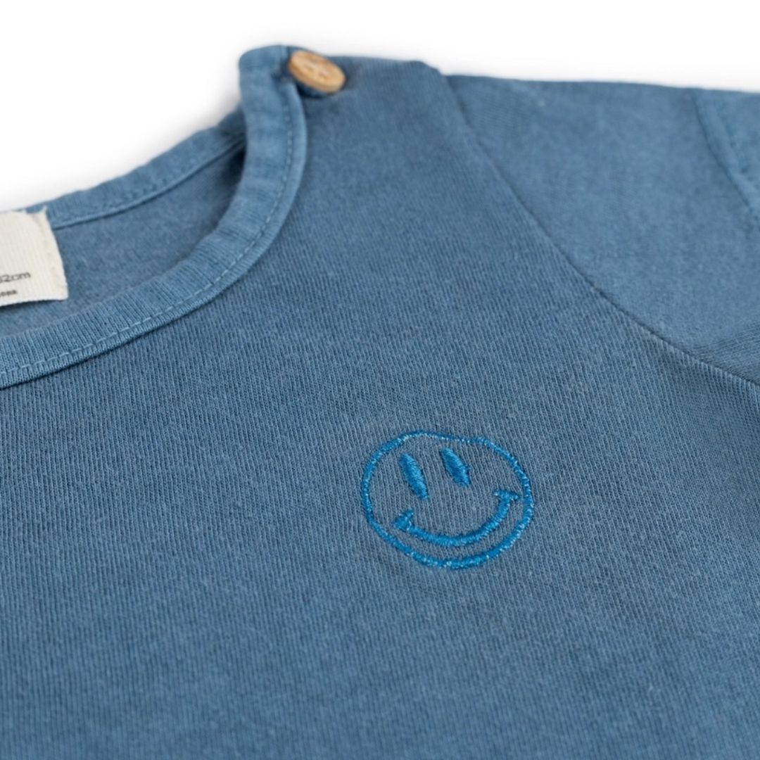 Baby T-Shirt mit Smiley blau