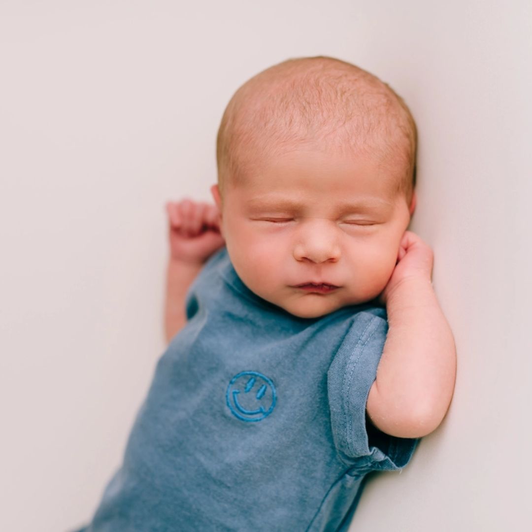 Baby T-Shirt mit Smiley blau