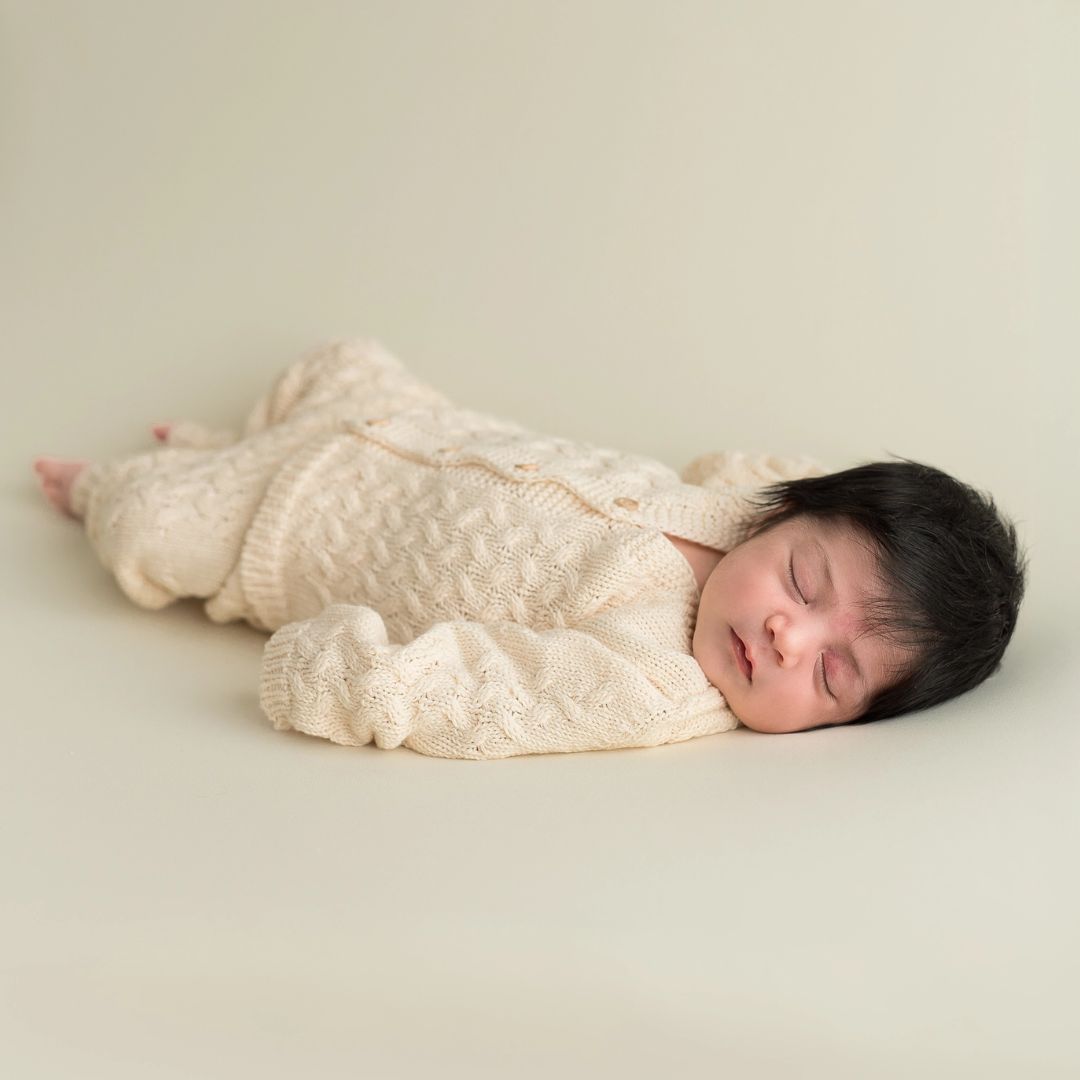 Neugeborenen Set 2-teilig 'Zopfmuster' ecru