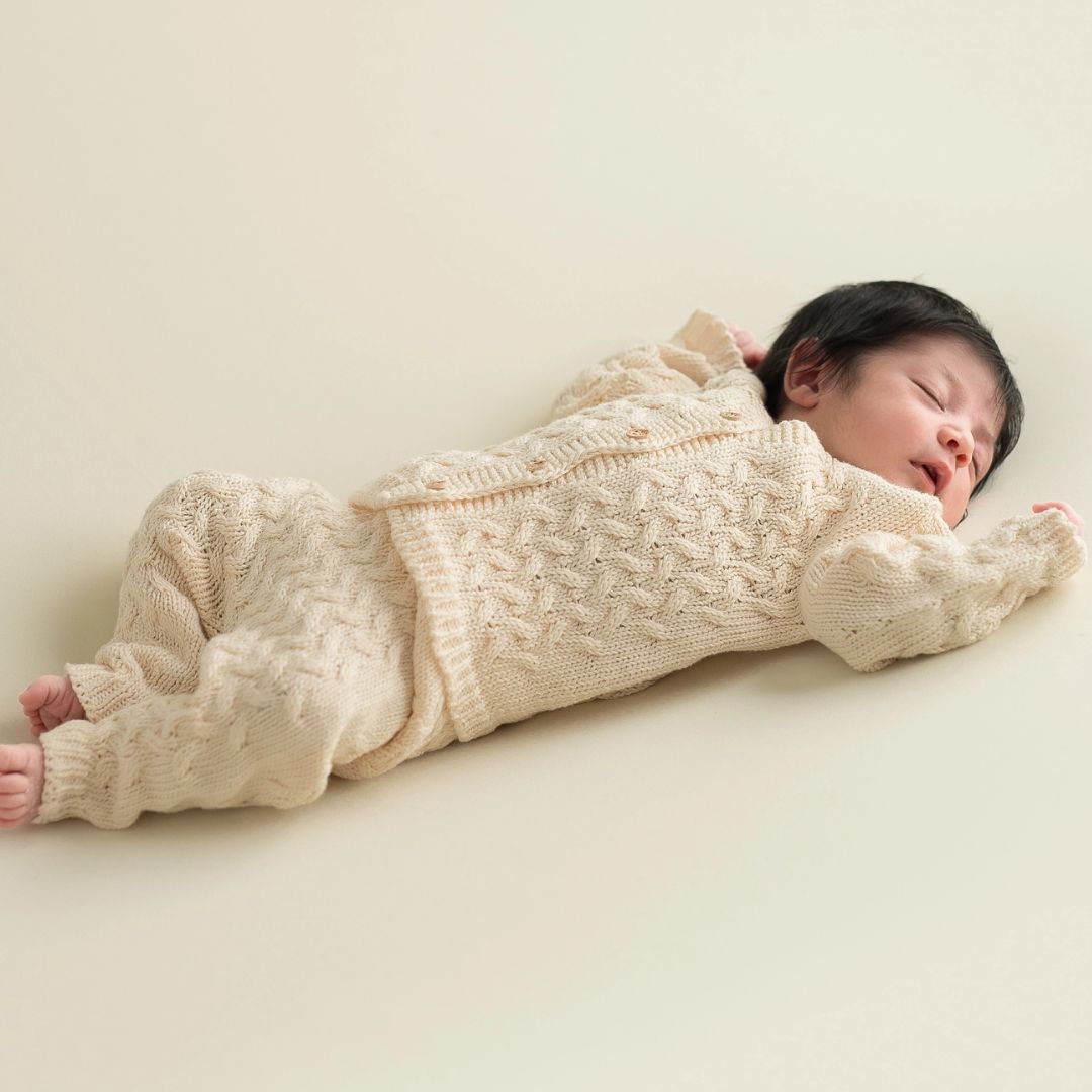Neugeborenen Set 2-teilig 'Zopfmuster' ecru