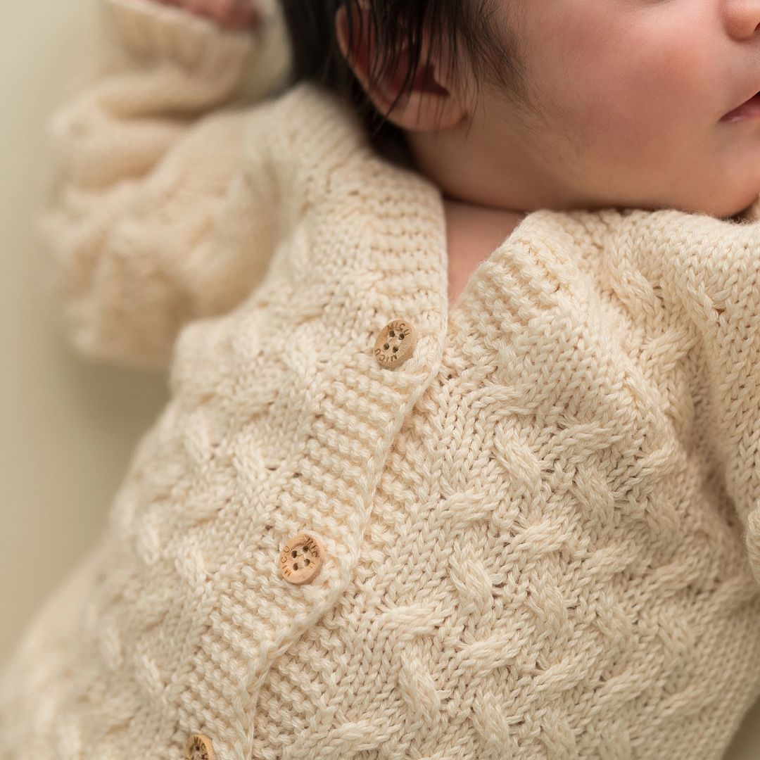 Neugeborenen Set 2-teilig 'Zopfmuster' ecru