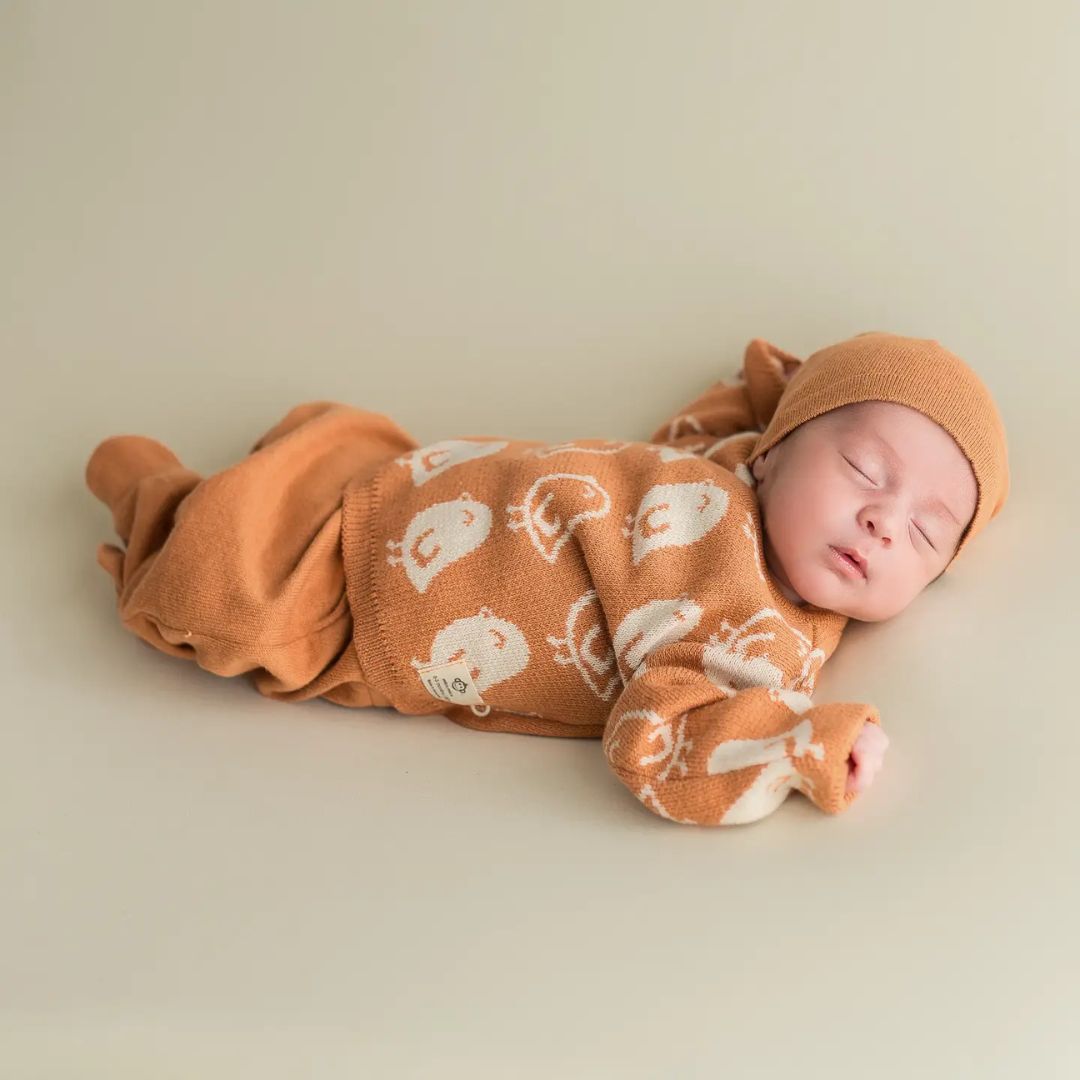 Neugeborenen Set 4-teilig 'Birds' ziegelrot