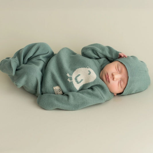 Neugeborenen Set 4-teilig 'Vogeljeans' blau