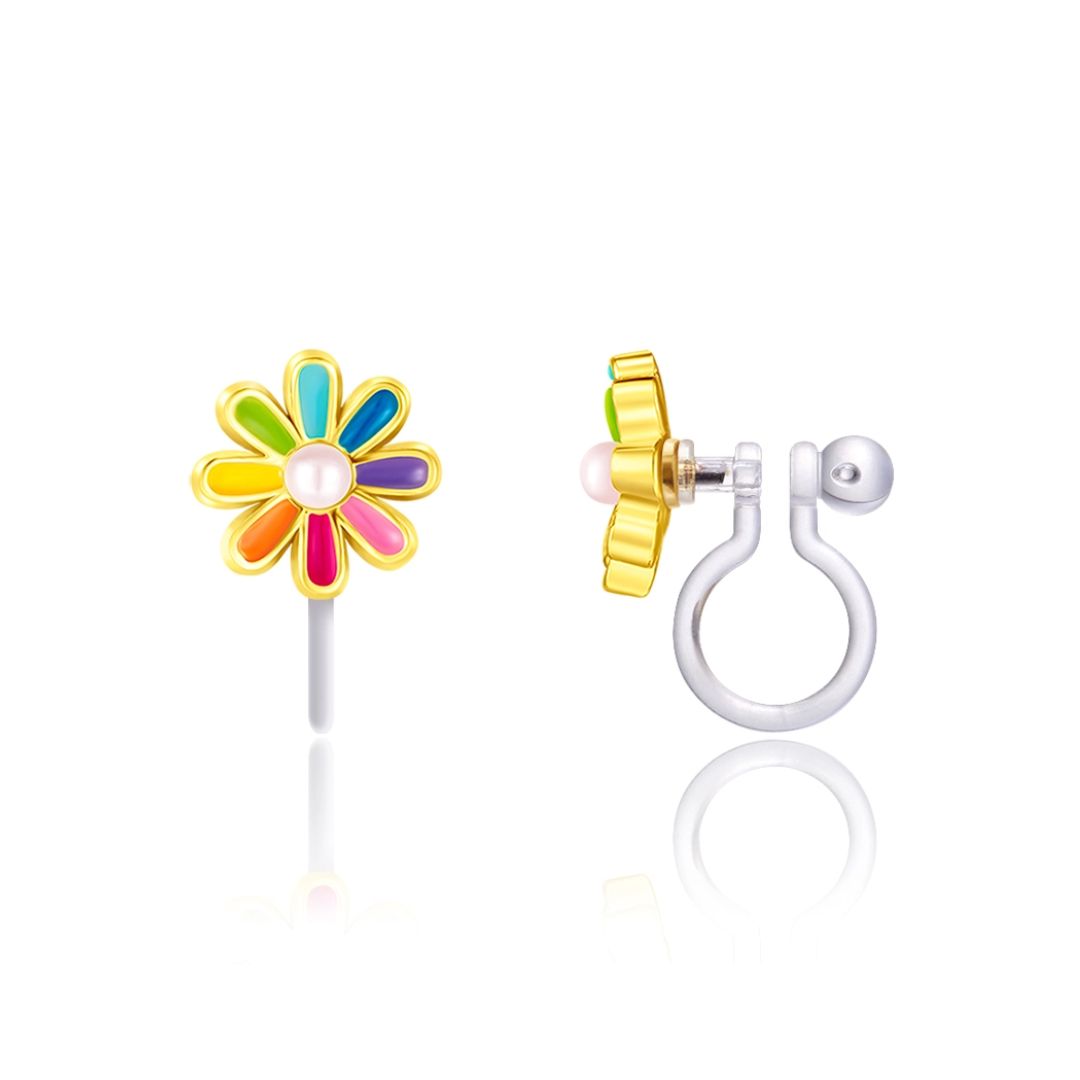 Cutie Ohrclips "Regenbogen Gänseblümchen" Clip On