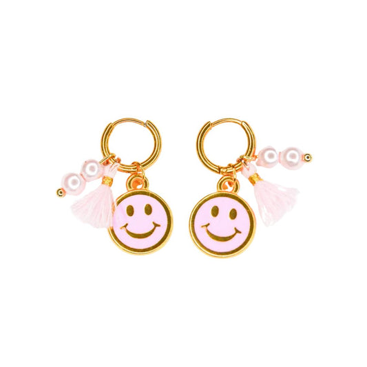 Ohrringe Creolen mit Perlmutt-Smiley