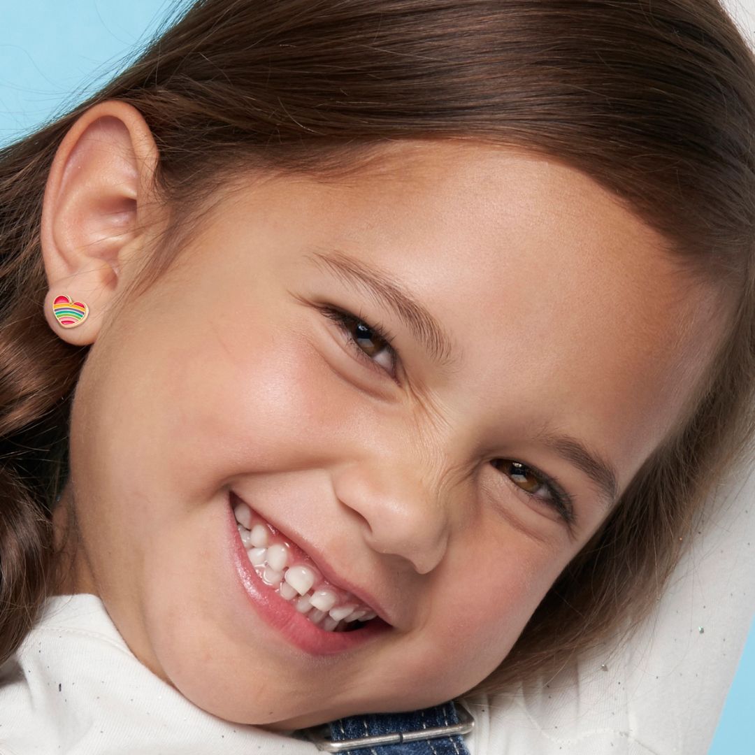 Ohrstecker für Kinder 'Regenbogenherzen'