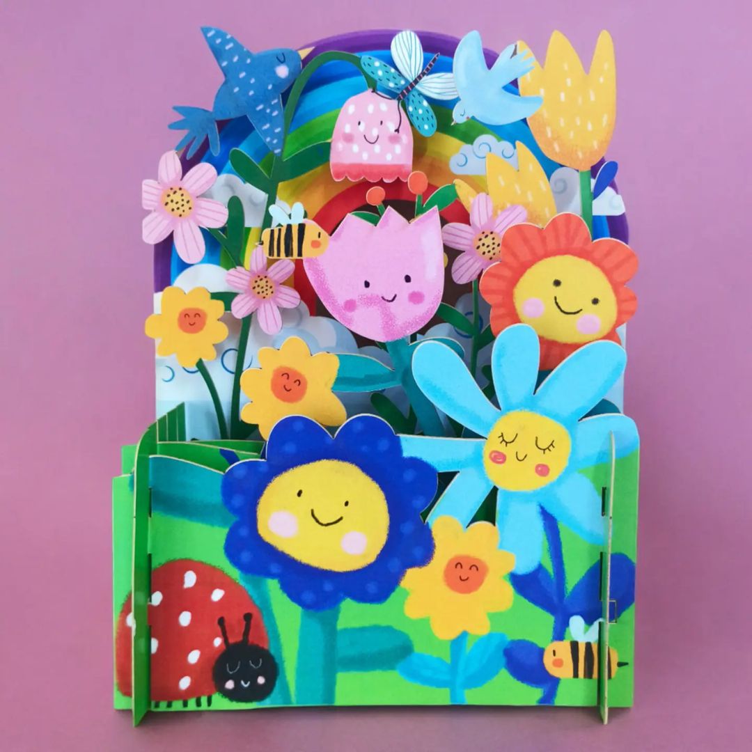 Original Papierschnittkarte 'Blumenwiese'
