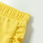Gelbe Strickshorts für Mädchen mit Rüschen
