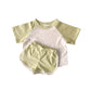 Outfit Set T-Shirt und Short 'Raglan' grün/weiß