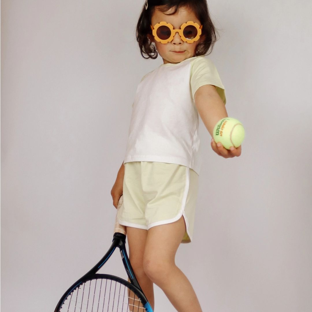Outfit Set T-Shirt und Short 'Raglan' grün/weiß