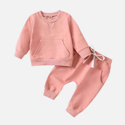 2 teiliges Outfit-Set Sweathirt und Hose rosa