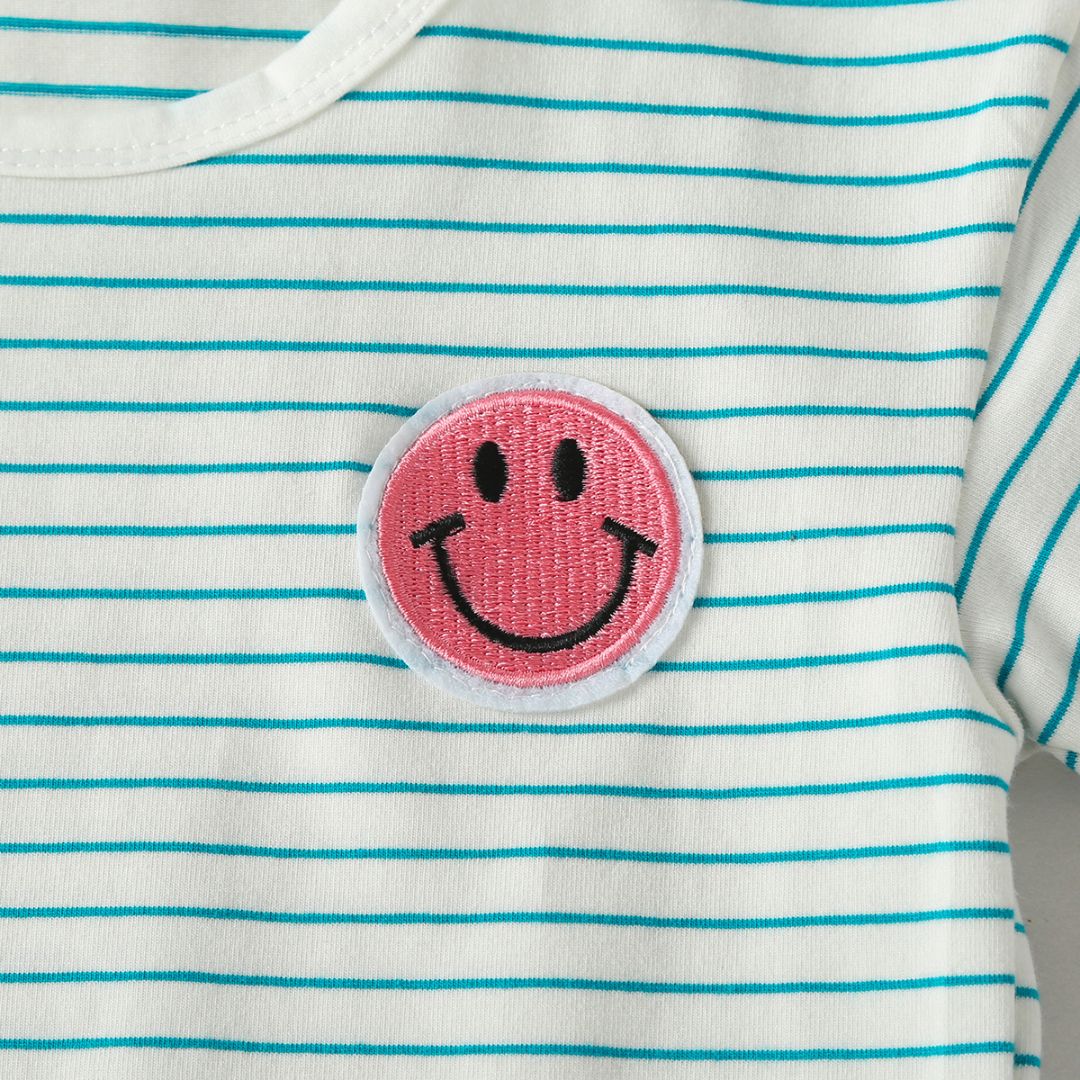 Outfit Set T-Shirt Shorts gestreift mit Smiley